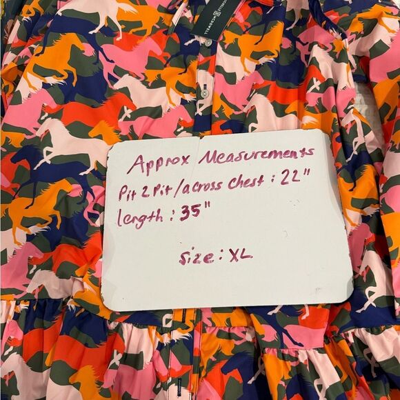 New Bright Colored Horses Pink Orange and Blue Dress with Flutter Sleeves - Picture 5 of 5